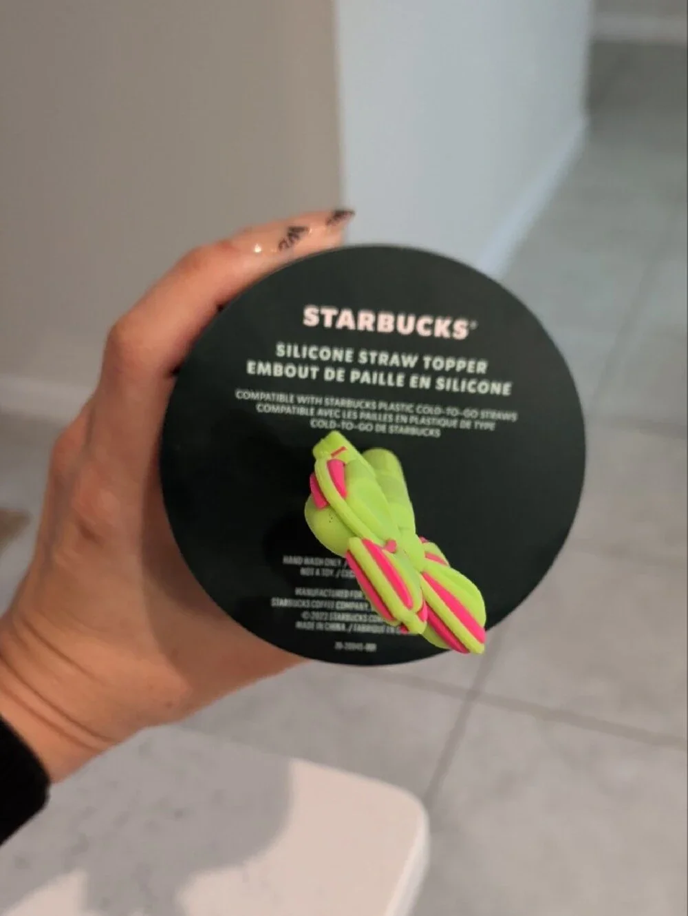 Starbucks Green & Pink Holiday Ornament Tumbler with Bow Straw